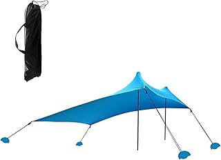 mewmewcat Barraca de praia,Tenda de praia Abrigo solar com sacos de areia para camping, pesca, caminhada, quintal, praia, parque