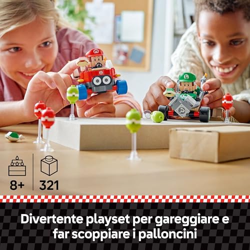 Super Mario Kart : Baby Mario vs Baby Luigi, 2 Auto da Corsa da Costruire, Giochi d'Avventura per Bambini e Bambine da 8 Anni, Giocattolo Nintendo da Collezione, Idea Regalo di Compleanno 72034 - Lego - Immagine 1