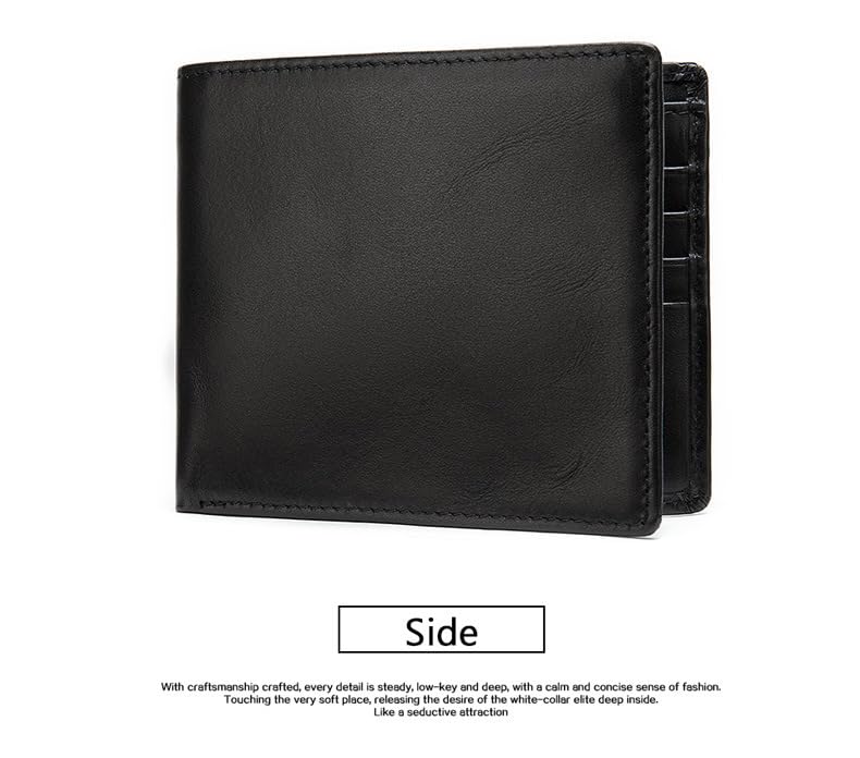 Mens RFID Blocking Leather Bifold Wallet, 10 Card Slots, 2 Banknote Compartments, Black leather, mens black leather bifold wallet, black wallet men, black card wallet, anti theft wallets for men3