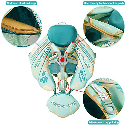 Heccei Add Tail Newest Mambobaby Baby Swim Float With Canopy Solid Pool Infant Swim Trainer Swimming Training Lying Air Free Water Floats Non-Inflatable Waist Swim Ring For Toddlers (Shell - Green) #TOP4