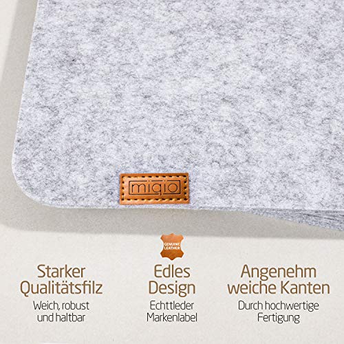 MIQIO® Scandi Style Felt Place Mats with real Leather Label - Washable, Light Grey / Rectangular, Set of 4 with accessories - Image 2