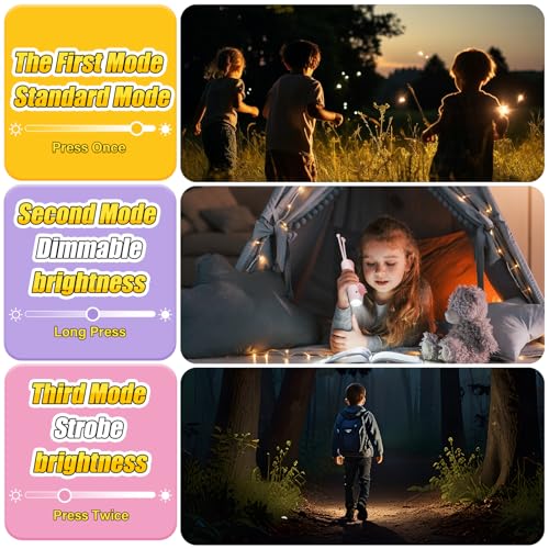 Image of Rechargeable Kid's Flashlight, LED Kid Flashlight for Boys and Girls, Pink Unicorn for 4-6 Year Old Girls and Boys, Camping and Outdoor Exploration, Birthday Gift (2 Unicorn)