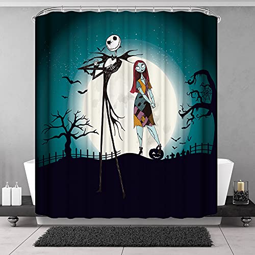 DDS-DUDES Christmas Shower Curtain Kids Bathroom Halloween Decor with 12 Curtain Hooks for Bathroom Waterproof 71 x 71 inch (SC-06)