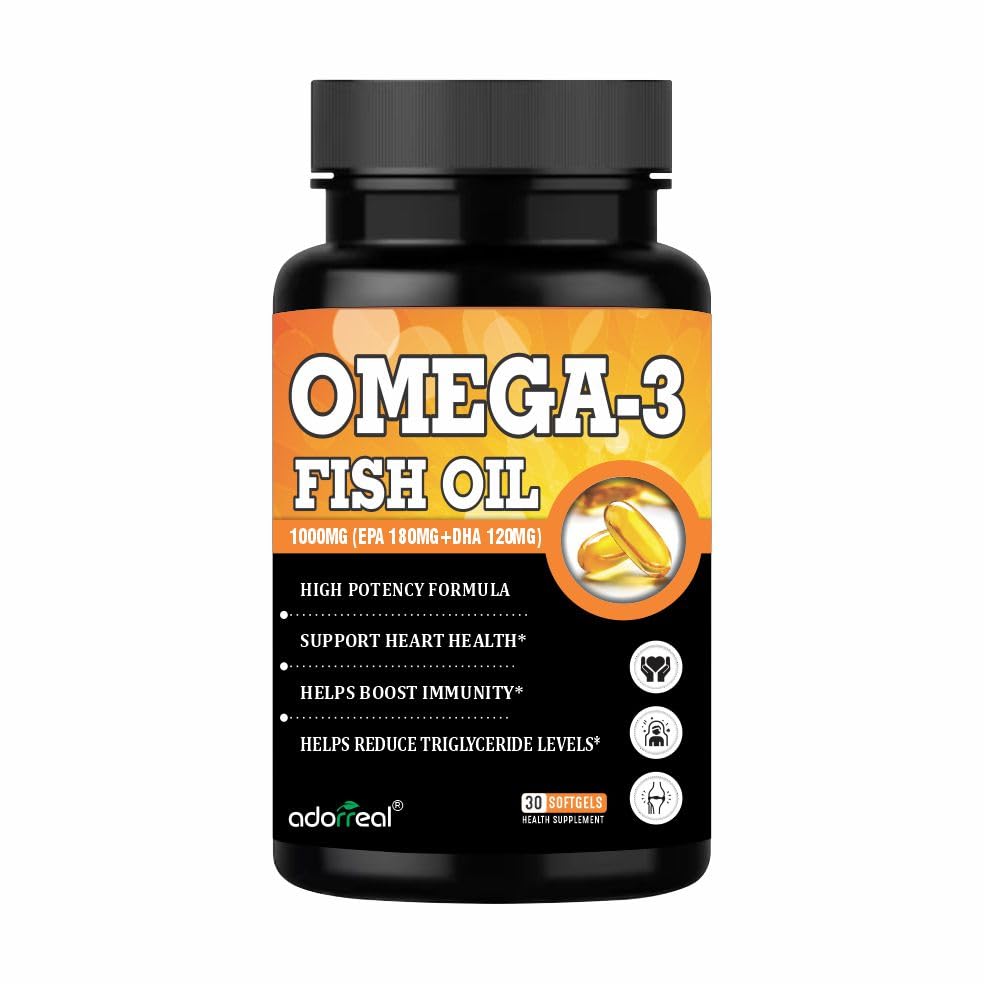 Adorreal Omega-3 Fish Oil, 1000mg, EPA 180mg + DHA 120mg, High Potency Formula, 30 Softgels-picture-20