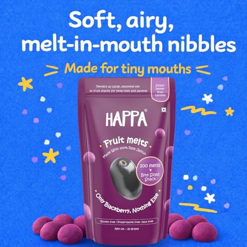 Image of Happa Jamun Melts | 100% Fruit Candy for Babies, Kids & Adults | No Added Sugar, No Colours, No Artificial Flavours | Melt-in-Mouth | Single Ingredient | 8M+ | 20g Pack of 3
