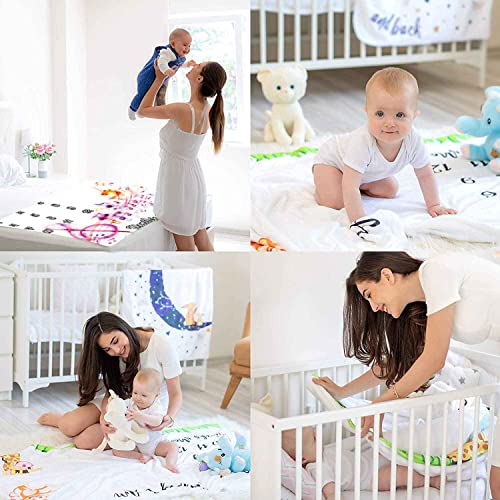 Image of Musical Theme Monthly Milestone Blanket Watercolor Sheet Music Cotton 48x40in