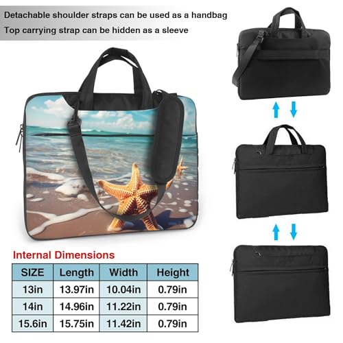 Sea Beach Starfish Laptop Bag, Ocean Laptop Case Sleeve Women Men Messenger Shoulder Bag Briefcases 15.6 Inch2