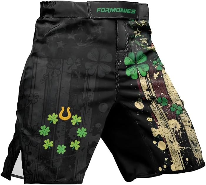 St Patrick's Day MMA Fight Shorts Grappling BJJ Compression Shorts Boxing Shorts Men