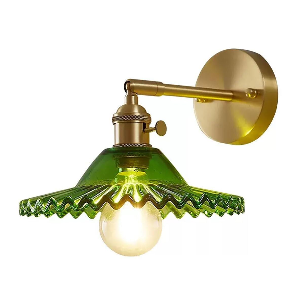 SEMANHUAOZ Vintage Glass Wall Sconce Light Gold Brass Wall Mounted Lamp with(Dark Color)