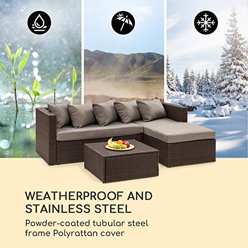 blumfeldt Theia Lounge Set Gartenliege - Eckgarnitur, 2-teilige Sitzgruppe: Eckcouch & Hocker, 10 cm Sitzpolster, 5… – Bild 6