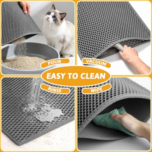 Image of Pieviev Cat Litter Mat Double Layer Waterproof Urine Proof Trapping Mat 1 Pack (Gray, 24x15 Inch (Pack of 1))