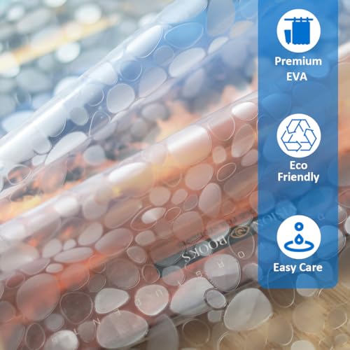 Image of Shower Curtain Liner 75 Inches Long, 3D EVA Translucent Heavy Duty Weighted Vinyl Shower Liner with 3 Strong Magnets for Bathroom Spa Hotel, Pebble, 72x75 Inch