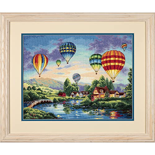 Image of Dimensions 35213 Gold Collection Hot Air Balloon Advanced Counted Cross Stitch Kit, 18 Cnt. Ivory Aida, 12'' x 16''