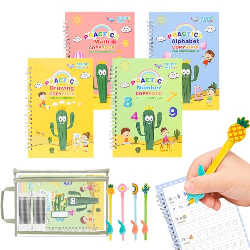 Premium Grooved Handwriting Practice for Kids, Reusable Children's Magic Copyboo...