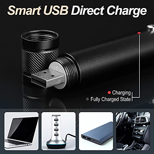 Long Range Pointer, USB Charging Green Light Tactical Flashlight, High Power Visible Multiple Effects Adjustable Handheld Lights, Suitable for Conference Hiking Camping Fishing Pet Training (Black)