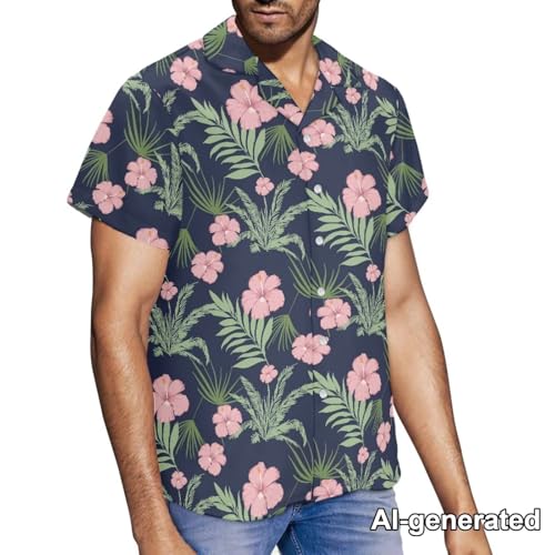 Image of Hawaii Matching Couple Outfits Husband and Wife Clothing Fashionable Mens Casual Shirts Hawaii Dress with Soft Fabric