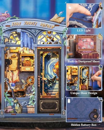 Image of KHUSHAL DIY Miniature House Kit - 3D Wooden Puzzle Book Nook for Adults & Beginners, Dollhouse Bookshelf Decor, Ideal Gift for Family and Friends (Blue)