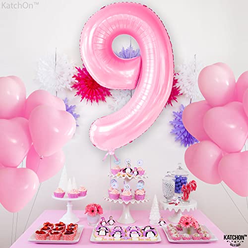 Image of KatchOn, Giant Light Pink Number 9 Balloon - 40 Inch | Foil 9 Birthday Balloon for 9th Birthday Decorations | 9th Anniversary Decoration | Pink Party Decoration