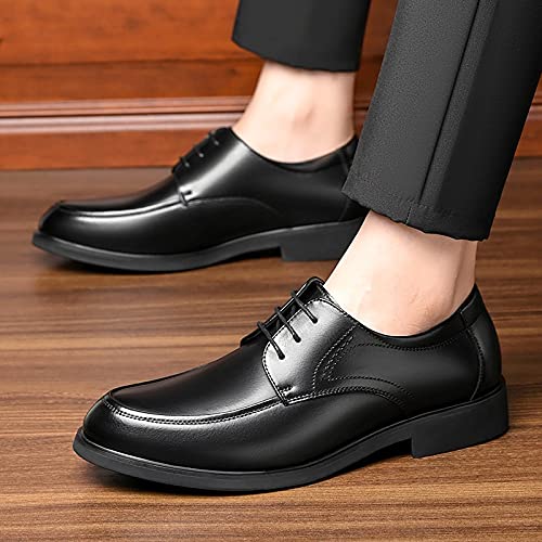 Dress Shoes for Men Lace Up Derby Shoes Apron Toe Round Toe Leather Non Slip Resistant Anti-Slip Block Heel Rubber Sole Wedding(10) Black3