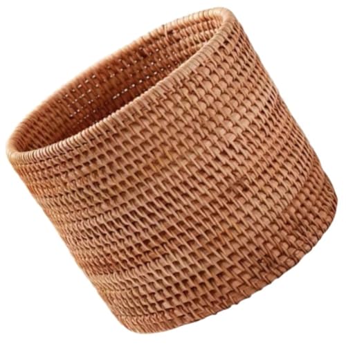 Caneca de basura de rattán hecha a mano de 20 cm cilindro