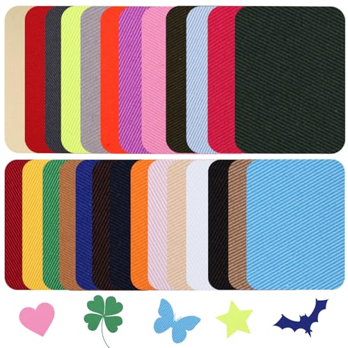Image of 26Pcs Iron on Patches for Clothes, Multi-Colored Twill Cloth Stickers Patch, Durable Fabric Sticker for Easy Clothing Repair and Customization (9.5x12.5cm)