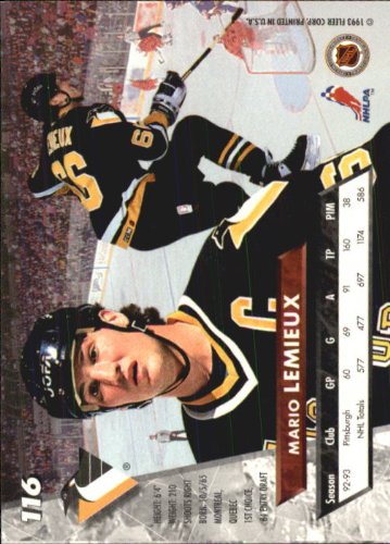 Amazon.com: 1993 Ultra Hockey Card (1993-94) #116 Mario Lemieux