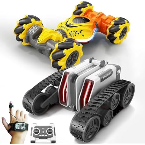 HScopter RC Cars, 2WD Tracked Remote Control Car and 4WD Gesture RC Cars with Gravity Sensor Watch Light Music Gift Prensent Kids Toys for Boys 4-6 Girl Birthday Chirstams Party Xmas Cover