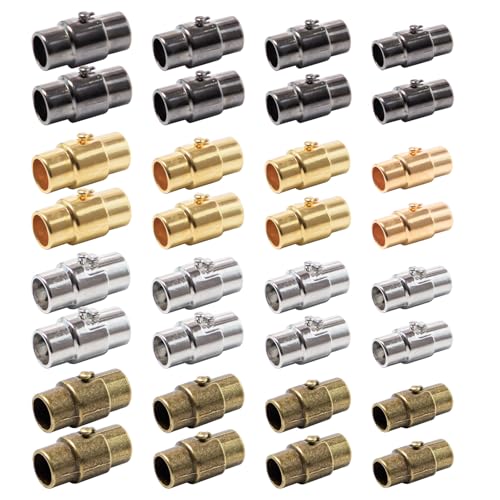 Sixfolo 32 Pièces Attache pour Bracelet Cuir Fermoir de Bracelet MagnéTique de 4 Couleur Embout de Cordon de Bijoux Fermoir de Collier Cuir en Alliage pour...