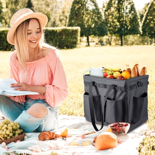 Car Trunk Organizer Multifunctional Storage Toolbox Carry Griddle,Large Grill Utensils Accessory Grilling Tools Basket Carrying Caddy Tool Tote Bag Storage Box Camp Cooking bbq Outdoor(Black) - Image 6
