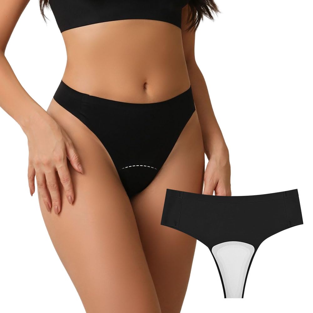 Kedixiest Seamless Camel Toe Cover Thong for Women Built-In Pad Concealer Underwear to Hide Feminine Lines
