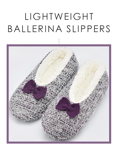 Image of DICUIRD Womens Cozy&Warm Soft Sole Slipper Socks with Grippers-Girls Teddy Fleece Indoor Slipper with Non-skid Bottoms
