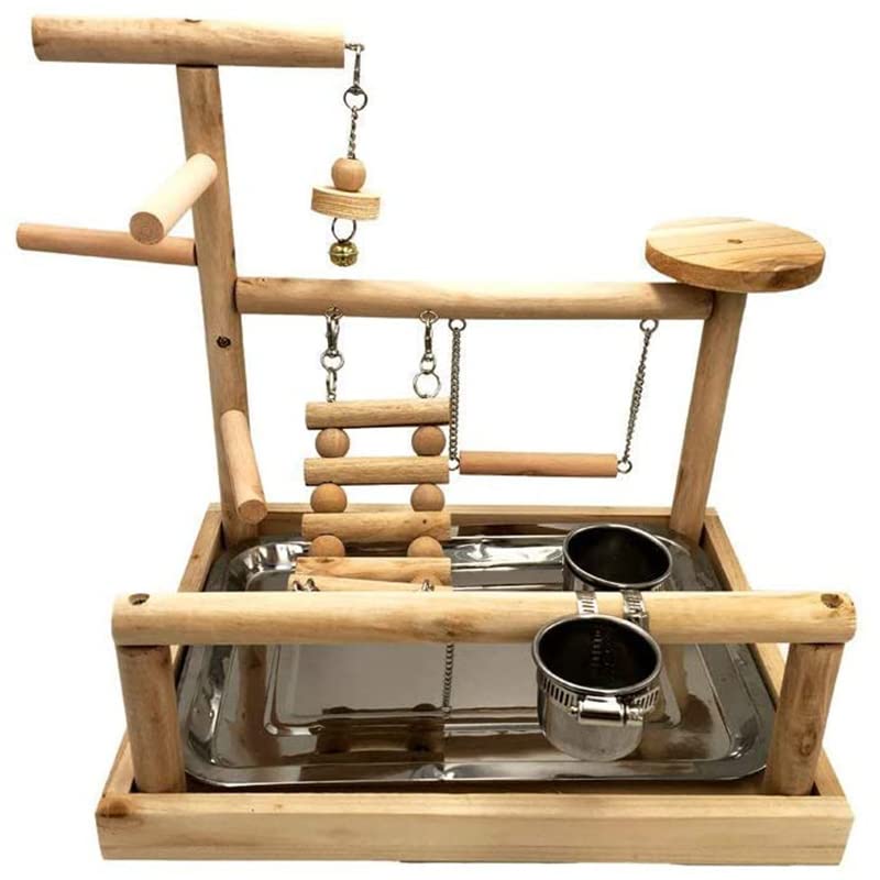 Percha para pájaros Soporte de Juego for Loros y Mascotas con Taza, Bandeja Juguetes for pájaros, Escalera Colgante for Escalada, Puente, cacatúa, Parque Infantil, Perchas for, Periquito