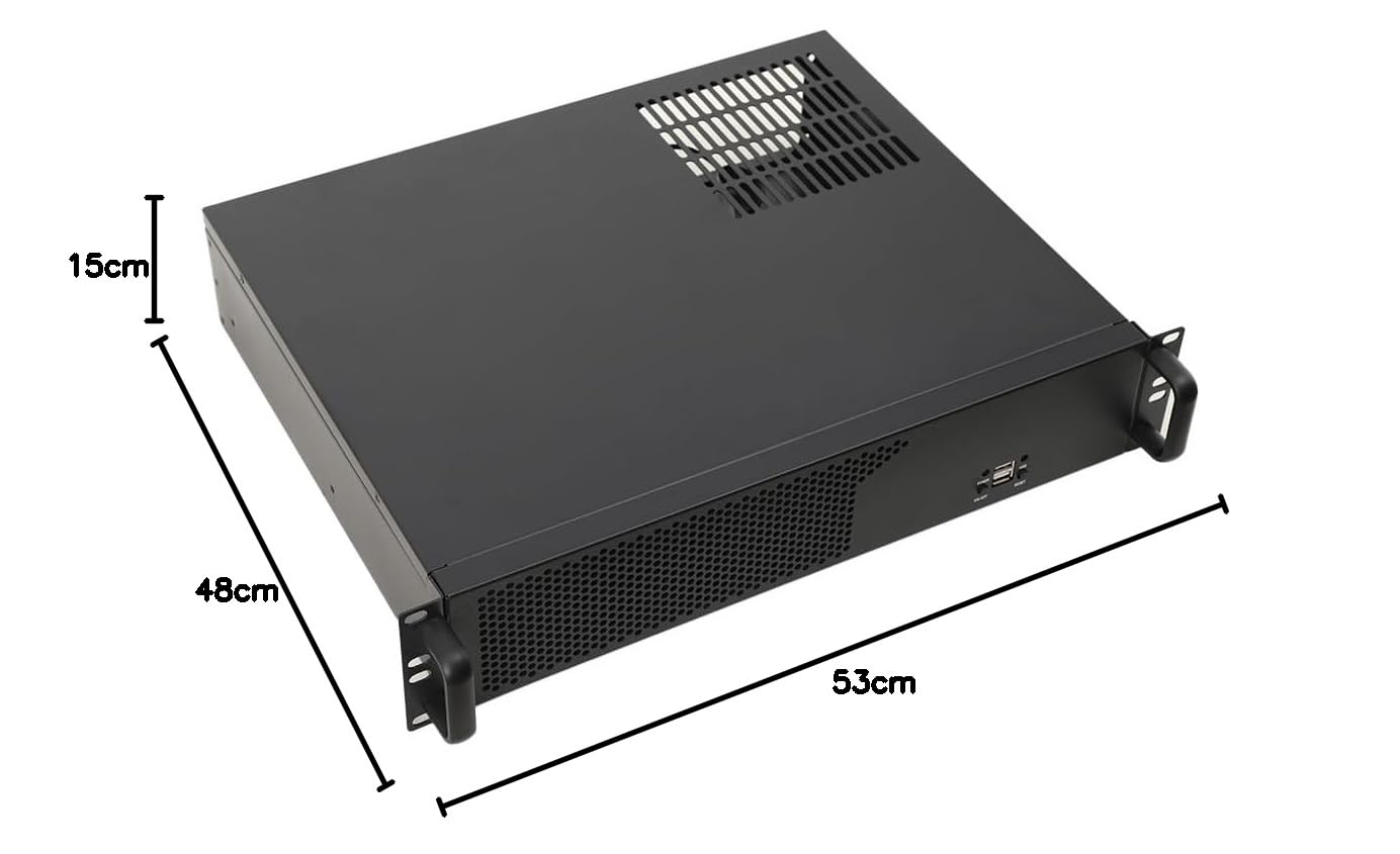14 Rack Server Gehäuse (35cm Tiefes) 2U 2HE Rackmount Server Gehäuse Unterstützt Micro ATX/Mini ITX Mainboards, Schmalen Wand-Serverschränken w/USB Anschluß 4 Erweiterungssteckplätze