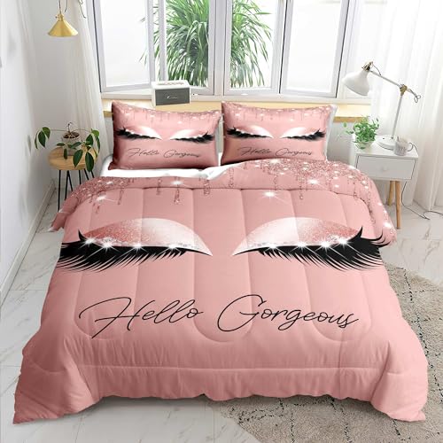 LUVIVIHOME 3PCS Hello Gorgeous Comforter Set, Queen Comforter Set, Luxury