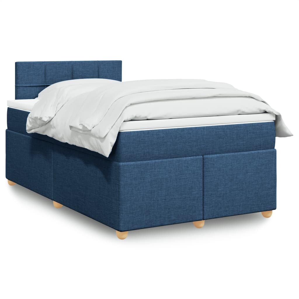 Owox Cama con somier de 120 x 200 cm, color azul, con colchón de muelles ensacados LED y cojín extraíble para jóvenes, invitados y dormitorios
