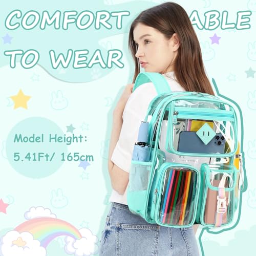 Image of PIG PIG GIRL Clear Backpack for School,Heavy Duty PVC Transparent Bookbag for Girls Stadium Approved See Through Backpack