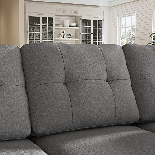 Honbay Reversible Sectional Sofa L-Shape Sofa Convertible Couch 4-Seater Sofas Sectional For Apartment Dark Grey #TOP6