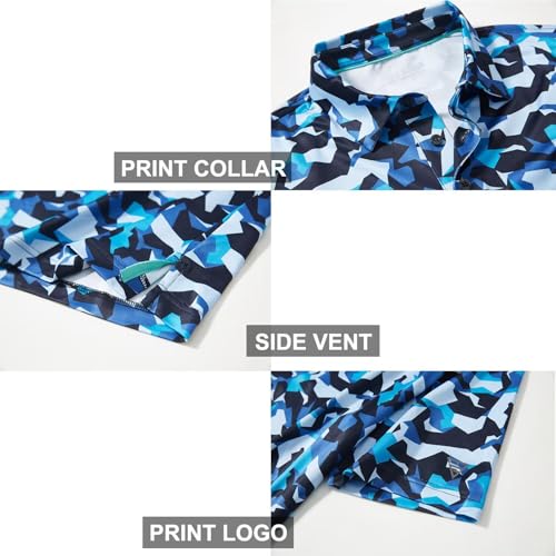 Image of Golf Shirts for Men Dry Fit Short Sleeve Print Performance Moisture Wicking Polo Shirt