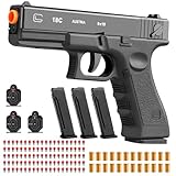 Soft Bullet Gun Toy - Semi-Automatic Handgun with Shell Ejection and Auto Rebound， Tactical Target Shooting Game (Orange Safety Tip/No Batteries) 14+ (Black)