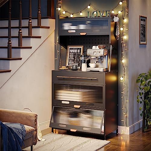 NETEL Meuble de Rangement Cuisine, Meuble Micro Ondes Cuisine Ran...