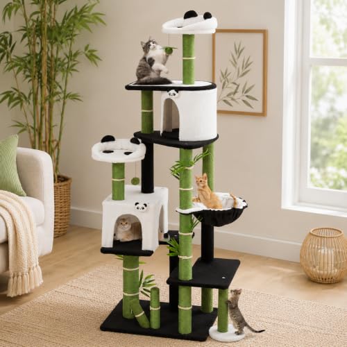 Torre para gatos Erinnyees 71.3 pulgadas con diseño panda miniatura 1