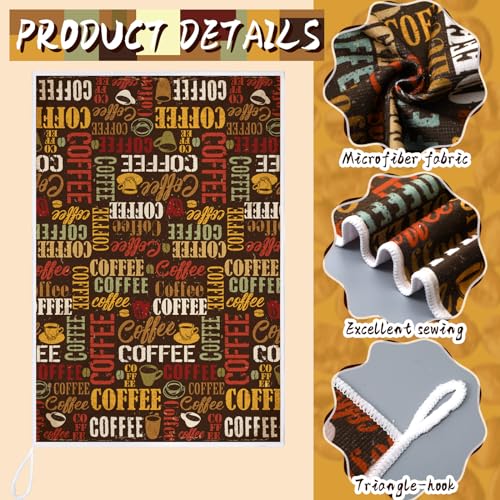 Image of Bencailor 6 Pcs Coffee Kitchen Towels Decorative Sets Dish Towels Absorbent Fast Drying Hand Tea Vintage Hanging Reusable Cleaning Dishcloths for Cooking Farmhouse Bathroom Accessory