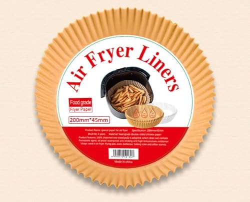 Air Fryer Liners for Livoraesa, 100 Pcs Round Disposable Airfryer Paper Liners – Non-Stick and Oil Proof for Easy Cleanup, Great for Oven, Pans & Baking– 8 Inch