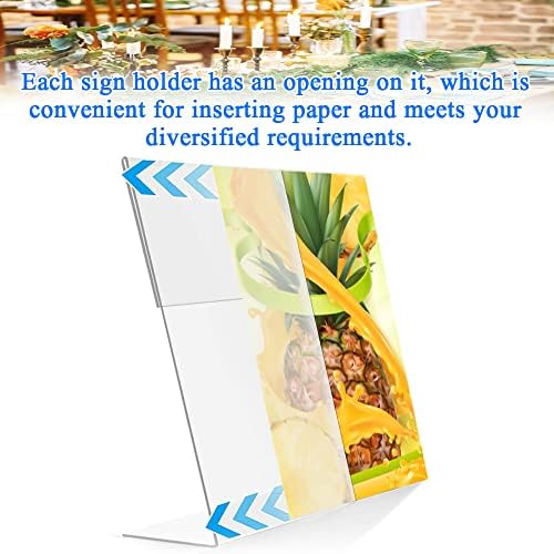 BUENTYA 6 Pcs Clear Acrylic Sign Holder, A5 Acrylic Poster Menu Holder Double Sided Slanted Menu Holder L-Shaped Table Sign Holder Counter Poster Sign Display Holder for Tables, Restaurant, Hotel