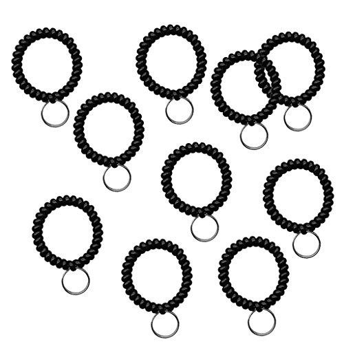 SM SunniMix 20 stuks spiraal pols spoel sleutelhanger pols band Ken ketting zwart - Afbeelding 6