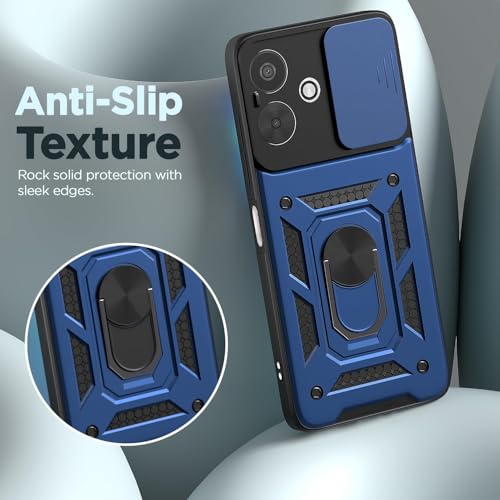 Image of AIBEX Back Cover for Redmi 13C 5G | D10 Tough Armor Case | Sliding Camera Shield | 360 Protection | Kickstand Ring Holder | Military-Grade Shockproof Bumper Case