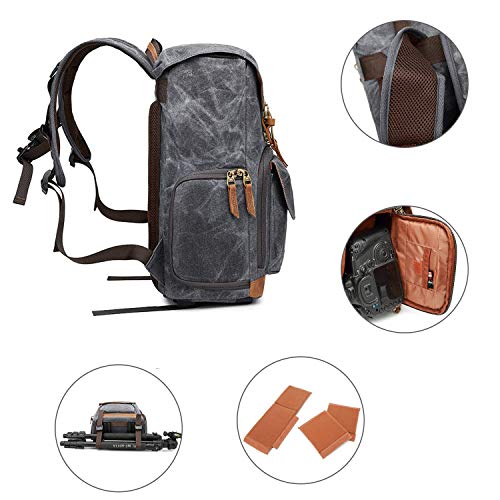 UBAYMAX Camera Backpack, DSLR SLR Waterproof Canvas Camera Bags Rucksack 15.6 inch Laptop Bag Travel Bag for Canon Nikon Sony Camera and Lens Tripod Accessories