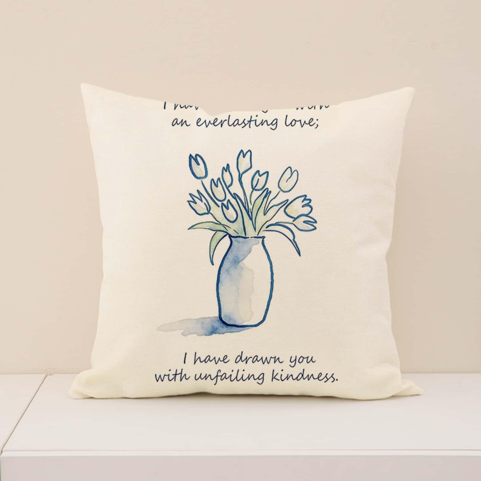 Cushion Covers 40cm x 40cm White Bottle Sofa Cushion Cover Linen with Invisible Zippers,Throw Pillow Covers for Bedroom Home Decor