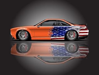 2Pcs American Flag Vehicle Livery, Racing Car Graphics, Abstract Flag Decal, Cast Vinyl Wrap, Universal Size Car Decal (Type 1)