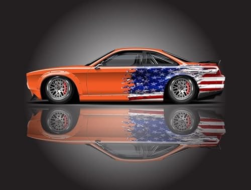 2Pcs American Flag Vehicle Livery, Racing Car Graphics, Abstract Flag Decal, Cast Vinyl Wrap, Universal Size Car Decal (Type 1)